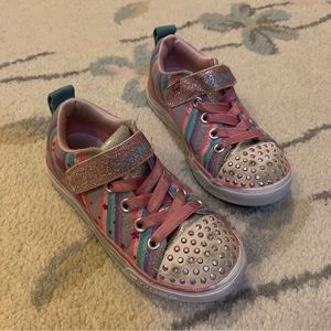 Size 10.5 Skechers Twinkle Toes Light Up Sparkle Unicorn Rainbow Sneakers